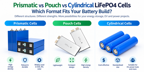 Prismatic vs Pouch vs Cylindrical LiFePO4 Cells: Which Format Fits Your Battery Build?