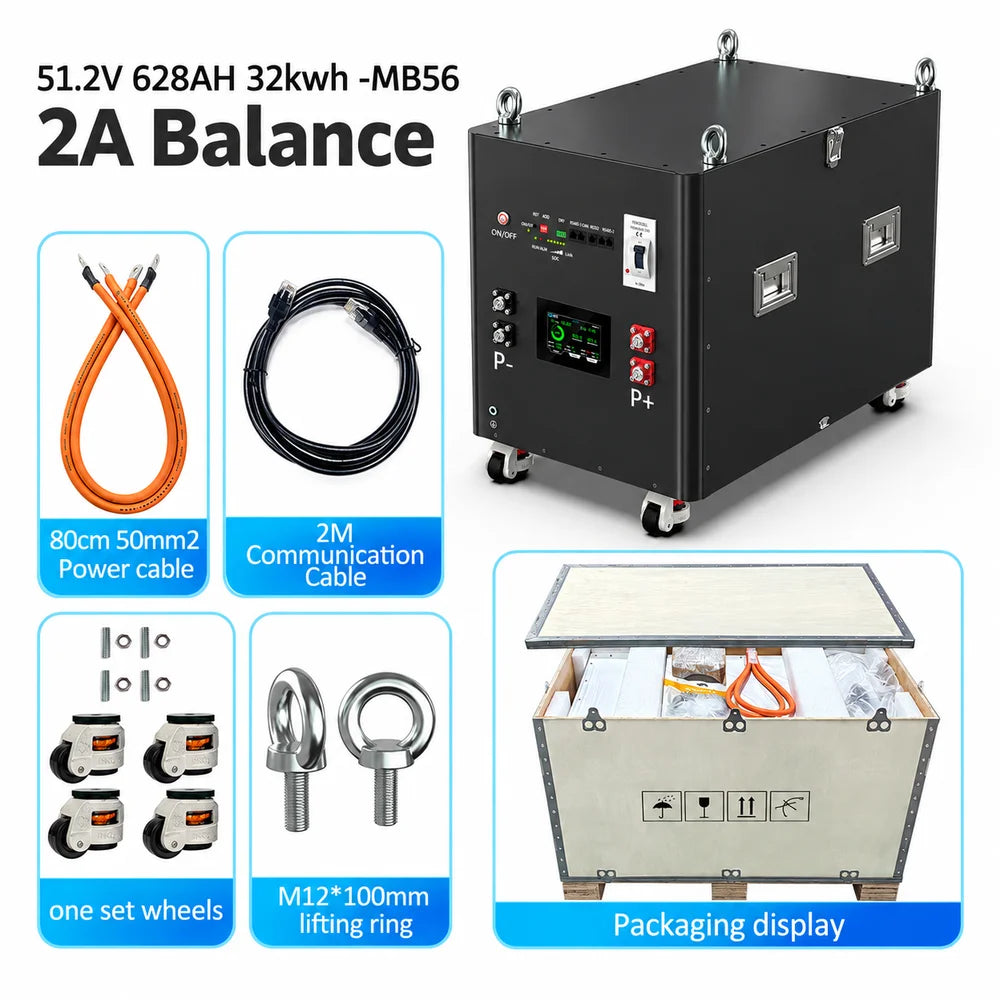 48V628Ah 32kWh LiFePO4 Home Battery Grade A Cells JK BMS For Solar Storage System