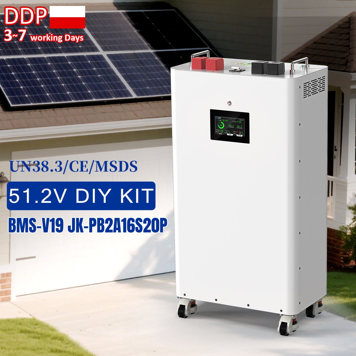 51.2V 330Ah 16.89kWh LiFePO4 Battery DIY Kit V19 JK Smart BMS For Solar System