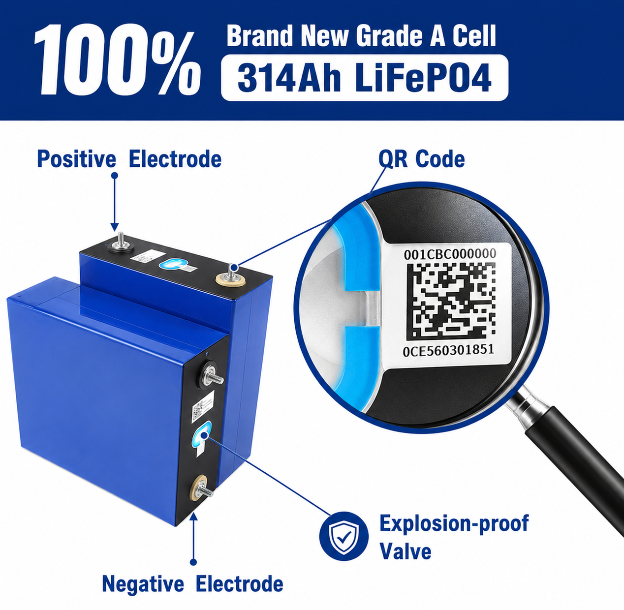 CATL314Ah 3.2V LiFePO4 Prismatic Rechargeable Battery Cell Grade A EU Stock